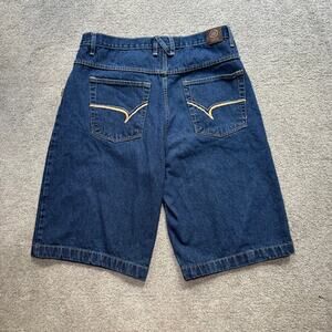 Y2K Noiz Embroidered Baggy Denim Jean Shorts Men's Skater Wide Leg sz 38